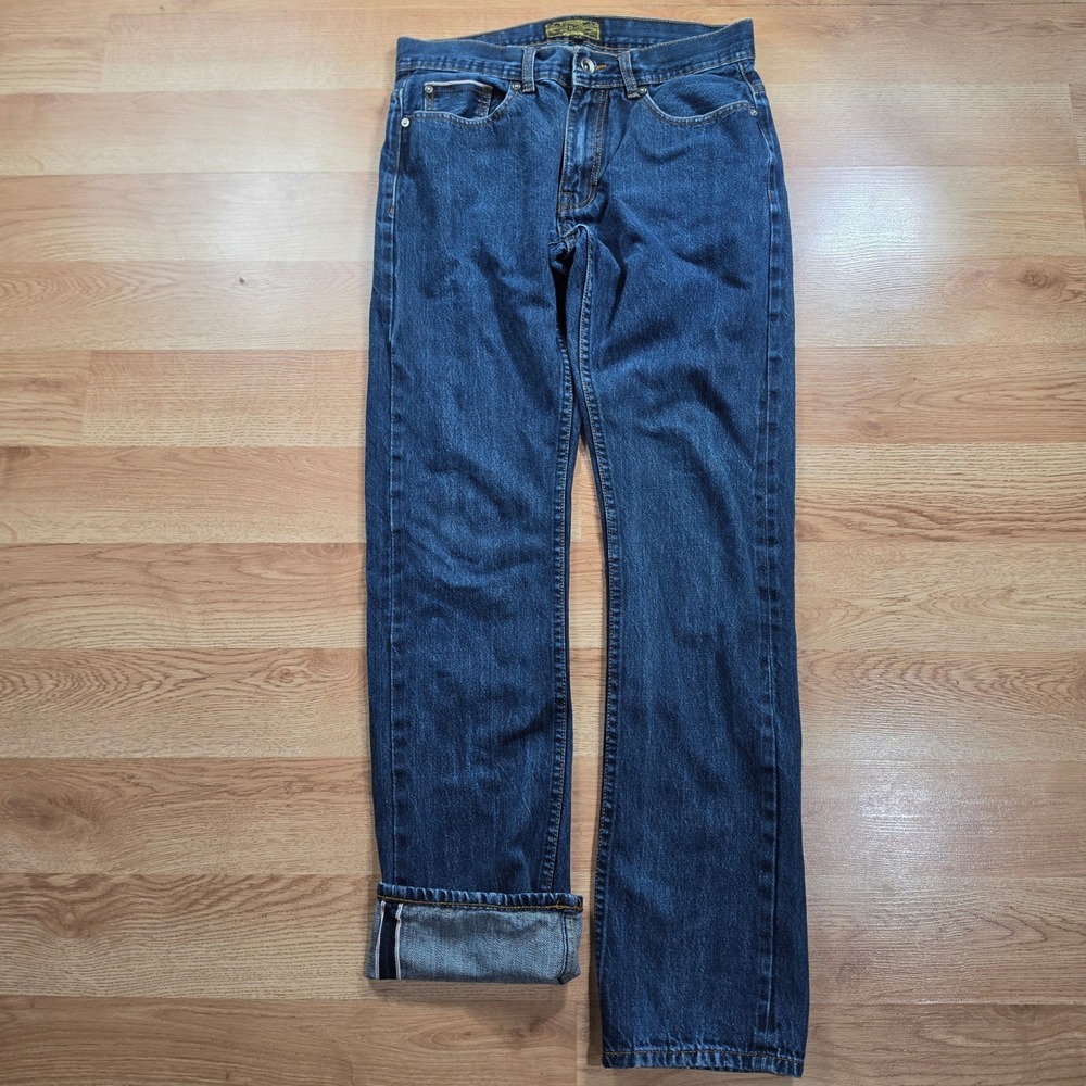 Cotton On Jeans Mens 32 Blue True Selvedge Straight Leg Dark Wash Denim